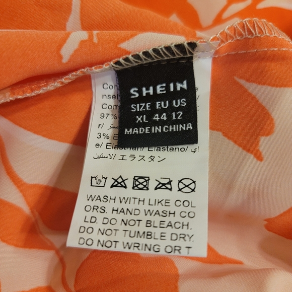 Women's Faux Wrap Orange Long Dress Sz L - Picture 4 of 5